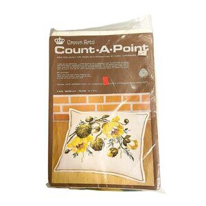Vintage Crown Arts Cross Stitch Count-A-Point Water Lily Pillow Kit